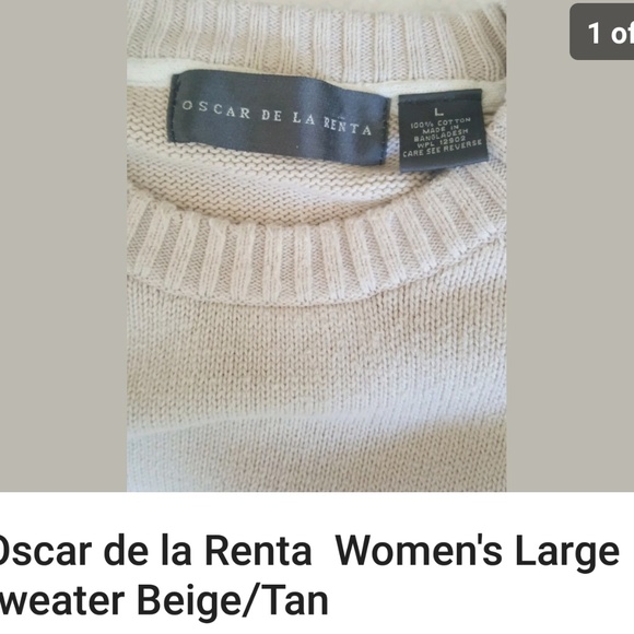 Oscar De La Renta Womem's Large Sweater Beige/Tan - Picture 3 of 5